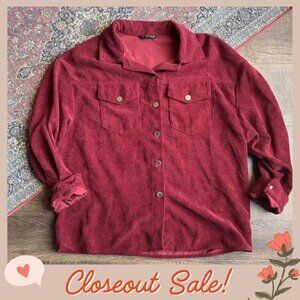 Women’s Corduroy Crop Button Up Long Sleeve Top